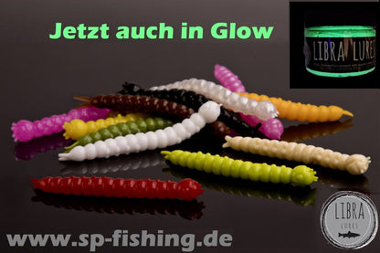 LIBRA LURES Slight Worm Gummiköder in Knoblauch-Krill Aroma, forellenfreundlich und auftreibend, 65mm lang.