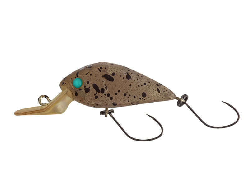 Nories Meet 29DR-SS Forellen-Wobbler in Secret Brown Chip, detailreiche Schnur und realistische Fischmuster sichtbar