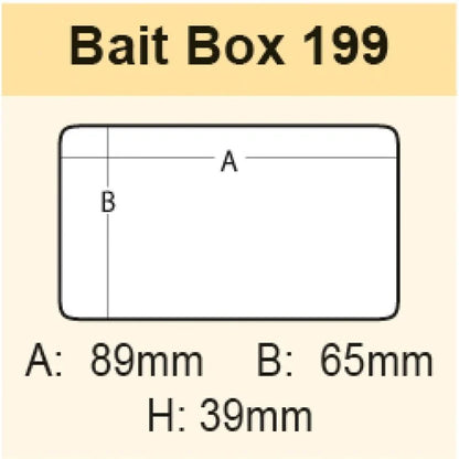 Meiho Angelköderbox 199, robuste Tacklebox mit mehreren Fächern für Angelzubehör, aus Kunststoff gefertigt.