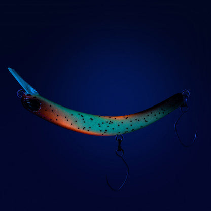PROBAITS Tumbling Banana Wobbler in Glow color, showcasing the overhead lip-crank design for effective fishing.