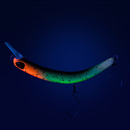 PROBAITS Tumbling Banana Wobbler Forellen Crankbait mit leuchtendem Gitter, overhead Lip, für Forellenangeln, 10435 Glow